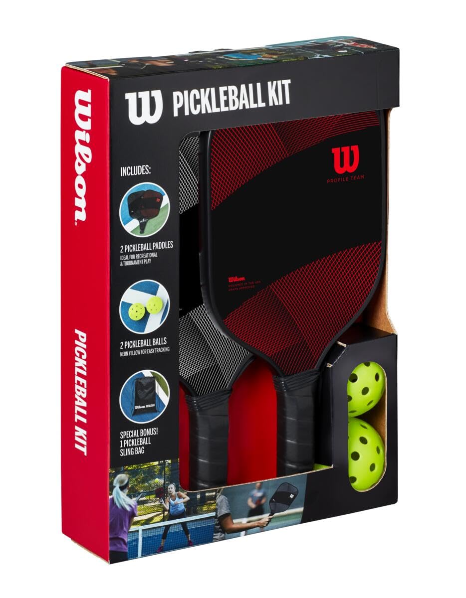 

Wilson Pickleball Paddle Racket Pickleball Kit Black WR195611U2 (2 Paddles/2 Balls) чёрный