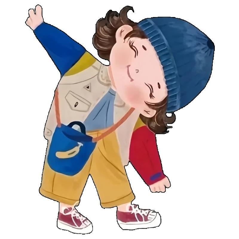 Women Casual Loose T Shirt Black Cartoon Boy With Blue Hat And Backpack Print For Everyday Wear