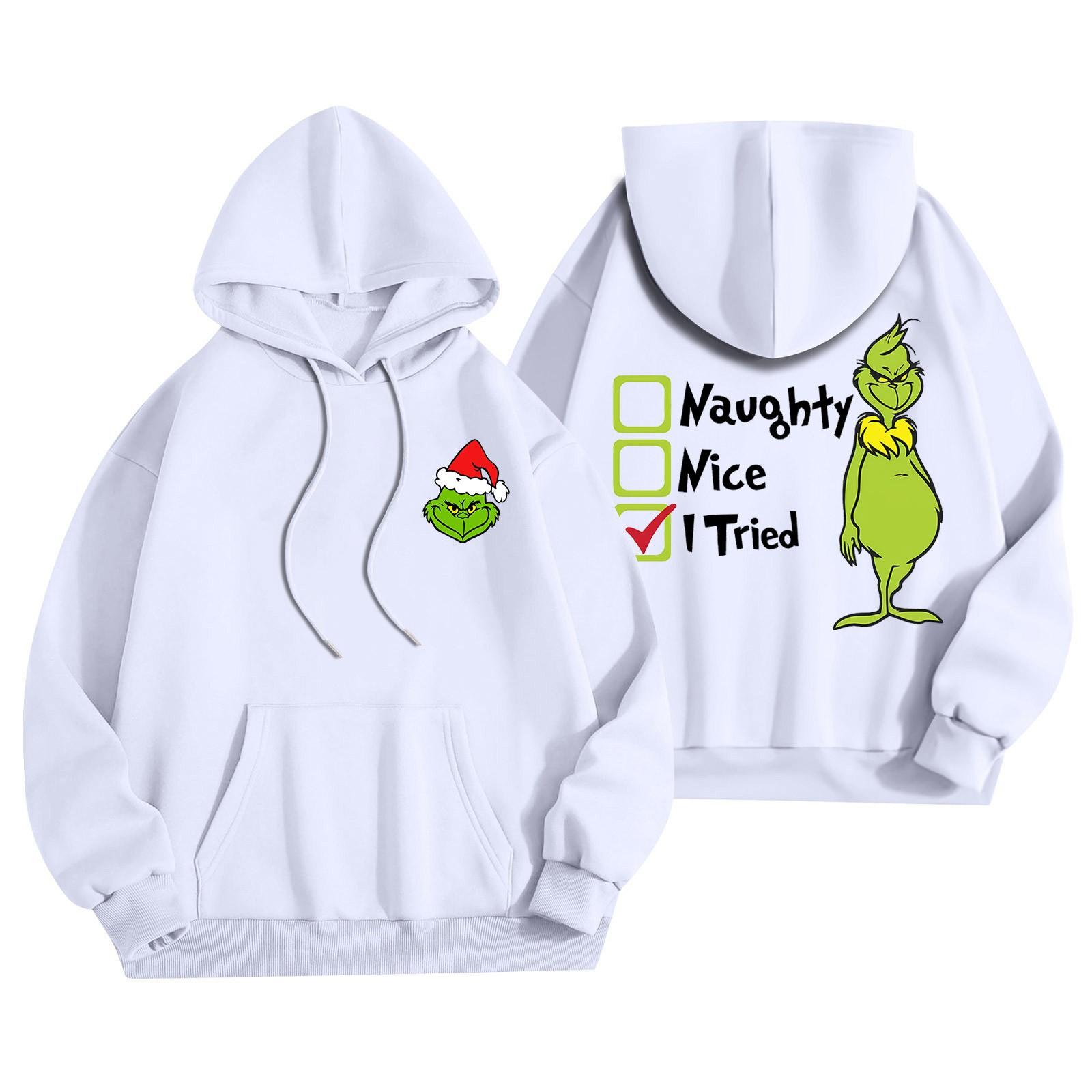 

Женская мода, легкий женский свитер с длинными рукавами и карманами, рождественская толстовка с капюшоном M белый