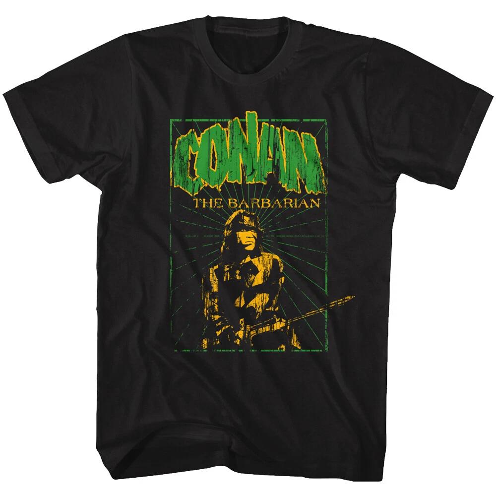 Conan The Barbarian Movie Green Conan With Atlantean Sword Letters Men s T-Shirt M
