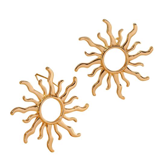 1 Pair Exaggerated Stud Earrings for Women Sunflower Shape Zinc