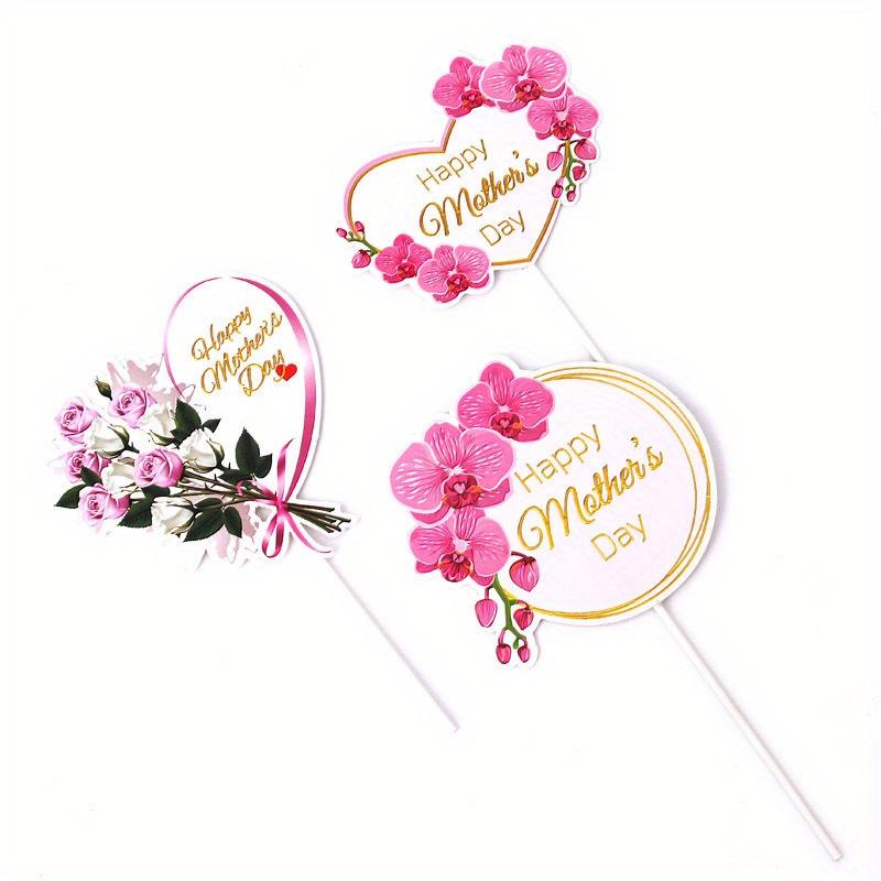 10pcs Mother's Day Cake Standing Plaque Cake Dessert Insert Plaque Heart Shape Standing Plaque for Mother's Day Decoration