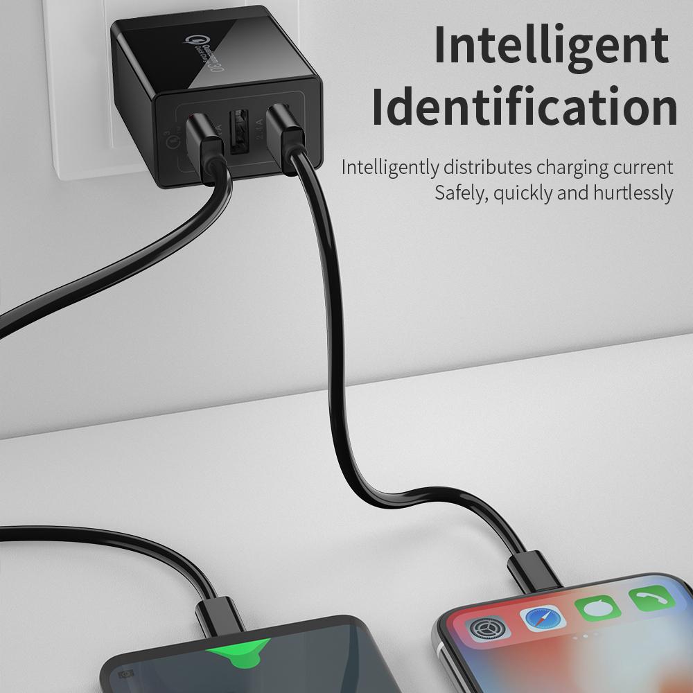 30W USB Type C Charger Quick Charge 3.0 For iPhone 14 Samsung Xiaomi 3 Port Multi Plug Wall Mobile Phone Fast Charging