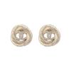 25S Spring Summer Circular Full Diamond Double C Metal Earrings Women Earrings Gold AB-25S-099