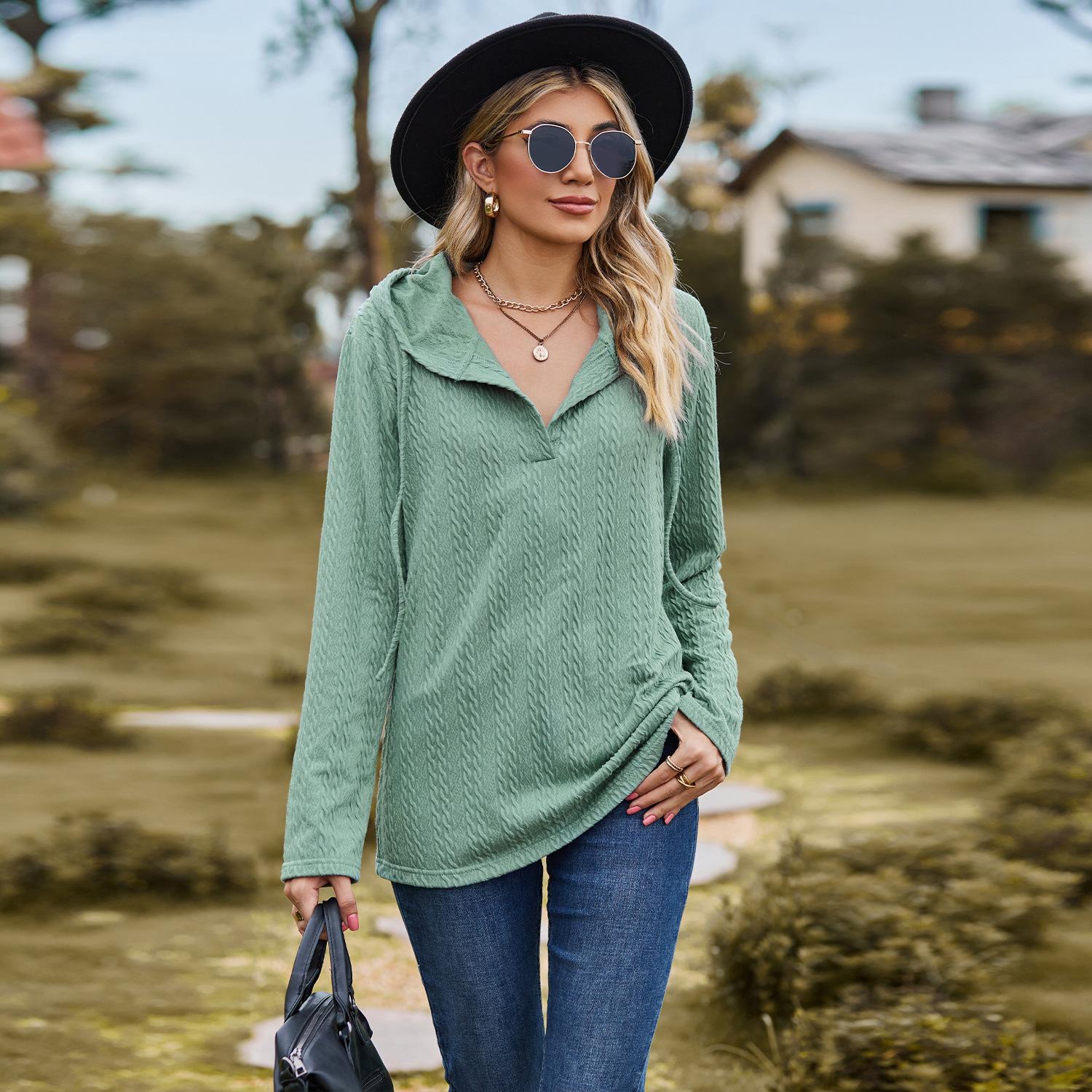 GMXIA Женские модные повседневные однотонные худи и свитшоты с капюшоном и длинными рукавами с принтом S зелёный 1595₽