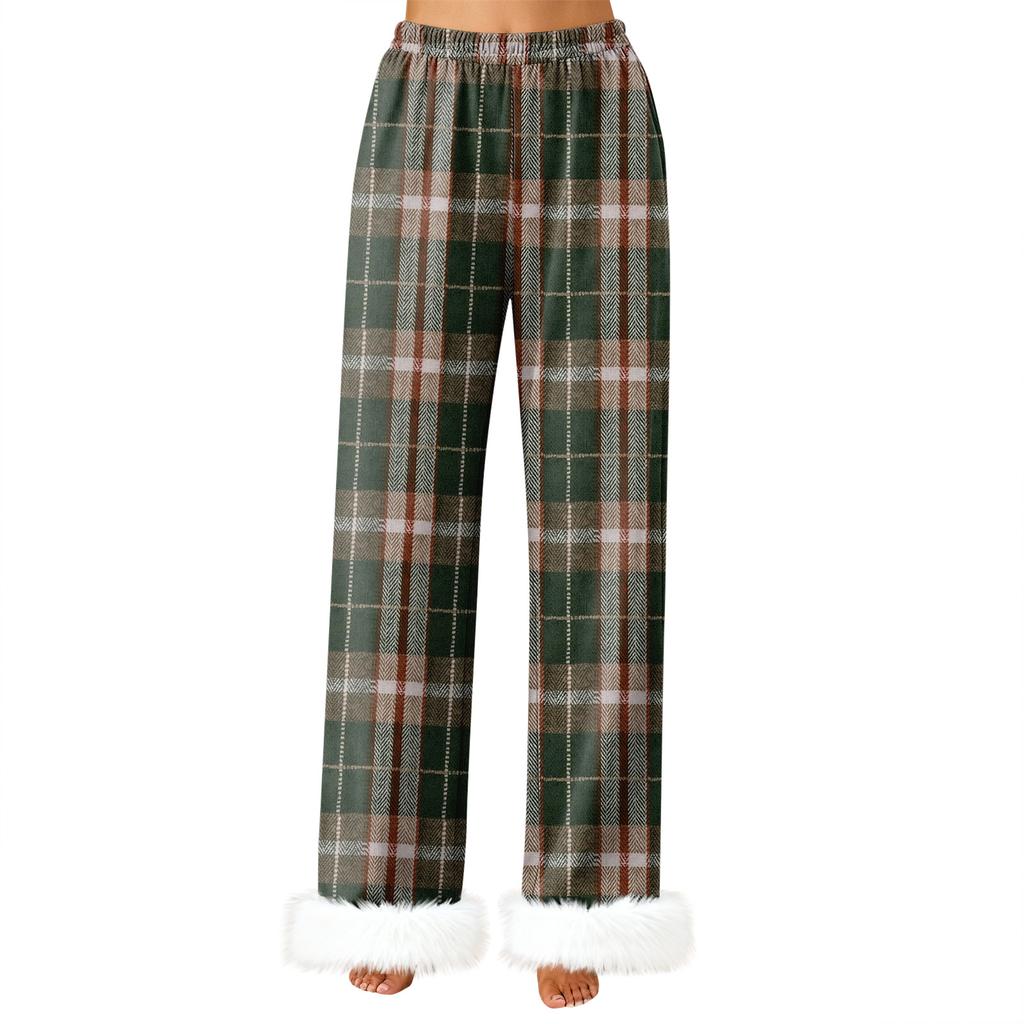 Women's Fashionable Casual Trousers, Plaid Print Trousers