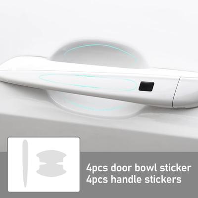 8PCS Clear Door Handle Protector Transparent Film PVC Material Scratch Resistant Guard Universal For Car Door Protection