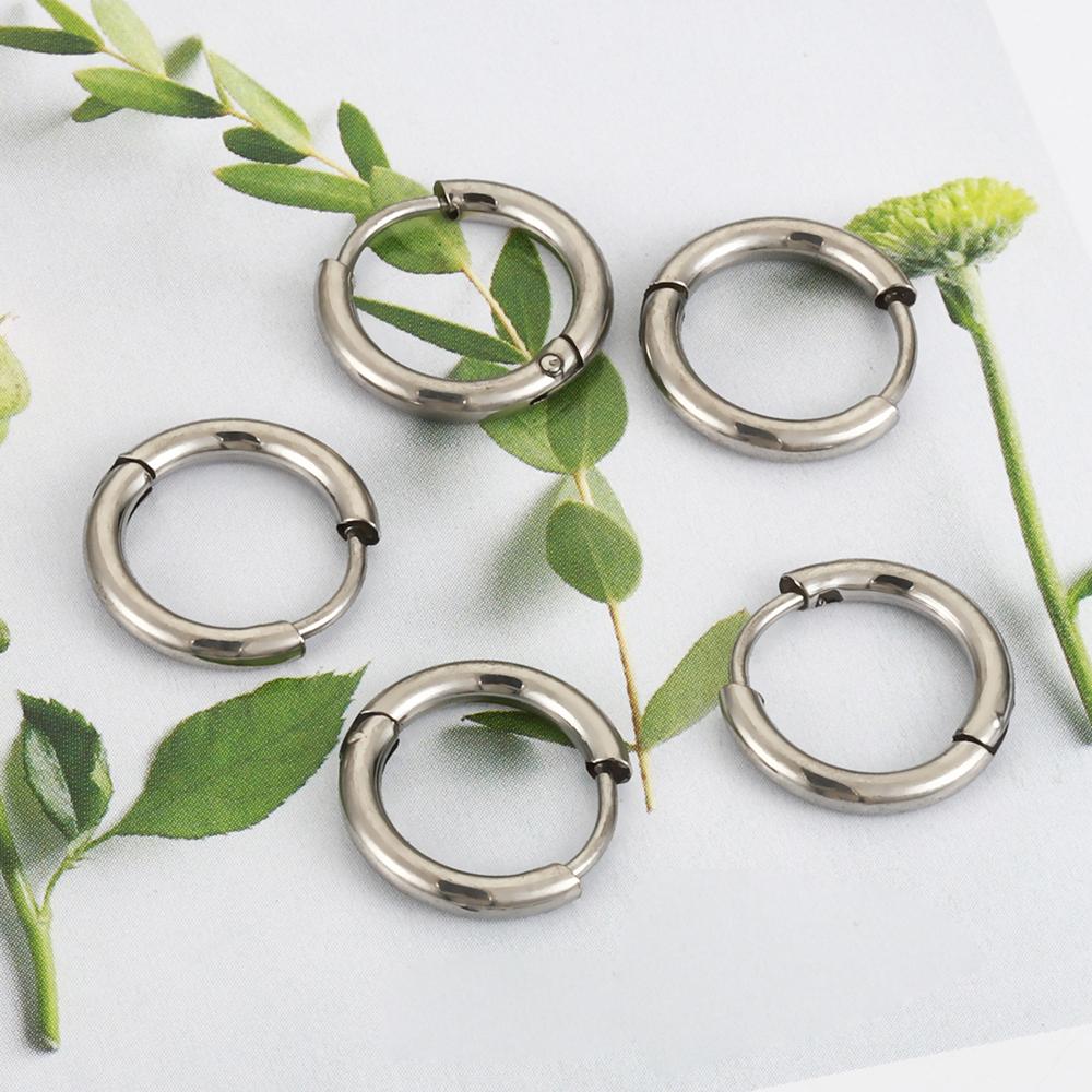 

10pcs Stainless Steel Hoop Earrings Women Earrings Men Punk Hiphop Bijoux Gifts Fashion Gold Color Jewelry Piercing Accessory 2mm x Inner 8mm