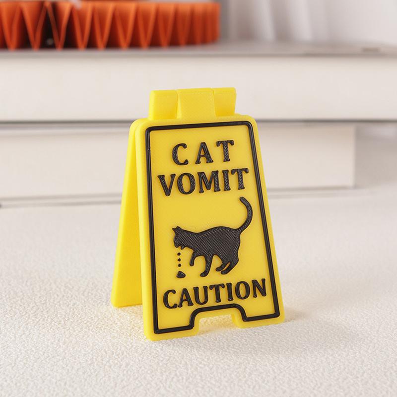 Funny Cat Vomit Caution Sign, Humorous Desk Sign For Cat Lovers Office Decor Unisex Gift For Coworkers Versatile Room Decor