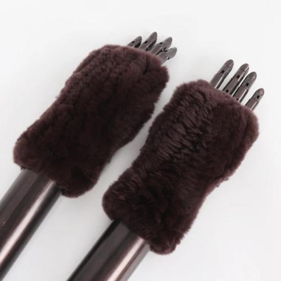 New Arrival Female Natural Rabbit Fur Gloves Knitted Warm Real Rex Rabbit Fur Mittens Women Winter Outdoor Rex Rabbit Fur Gloves