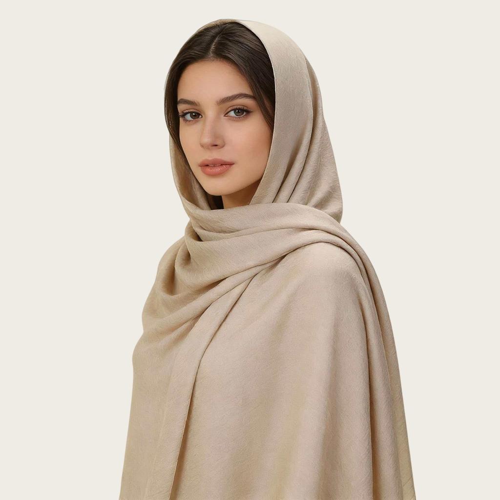 High-Quality Ethnic Style Pressed Wrinkle Square Scarf - Solid Pure Color
