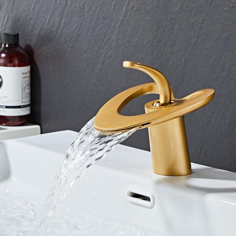 

Tuqiu Golden/White Bathroom Basin Faucet Black Bathroom Faucet Brass Creative Sink Mixer Tap Hot & Cold Waterfall Basin Faucet