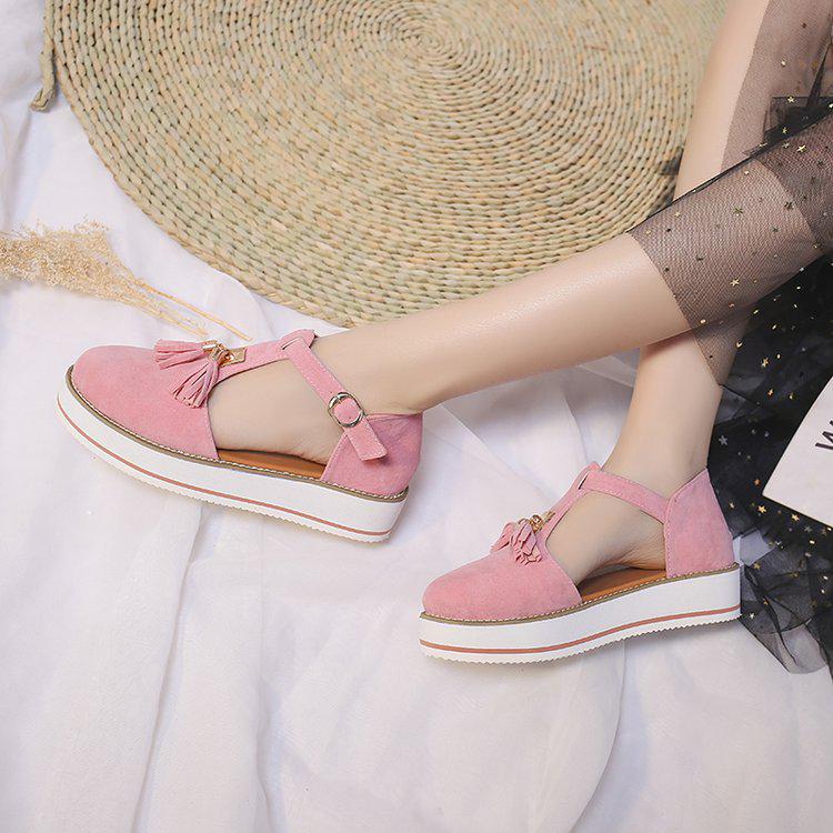 2020 Summer Tassel Buckle Strap Thick Sole Plus Size Women's Casual Sandals