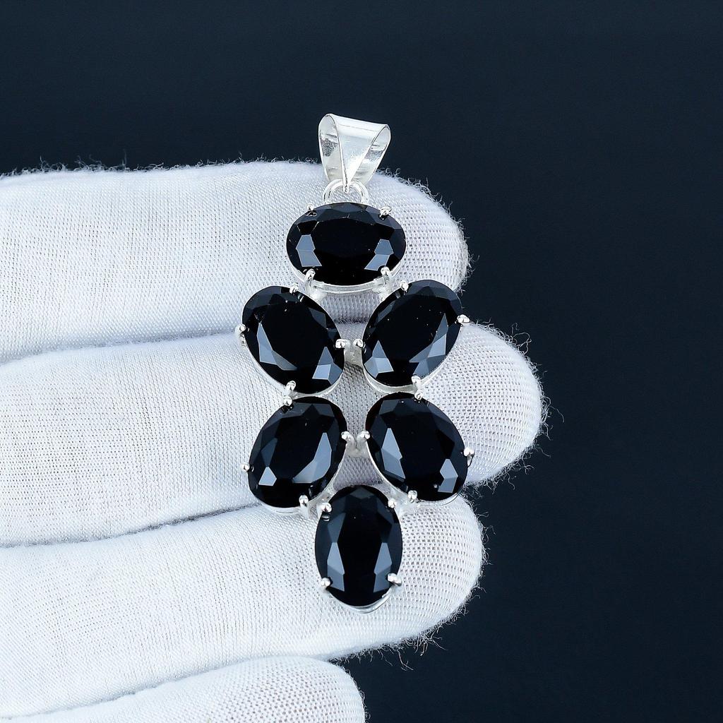 Black Spinel Gemstone Pendant 925 Sterling Silver- Handmade Design, Everyday Wear Jewelry, Unique Black Spinel Pendant Women Gift For Love