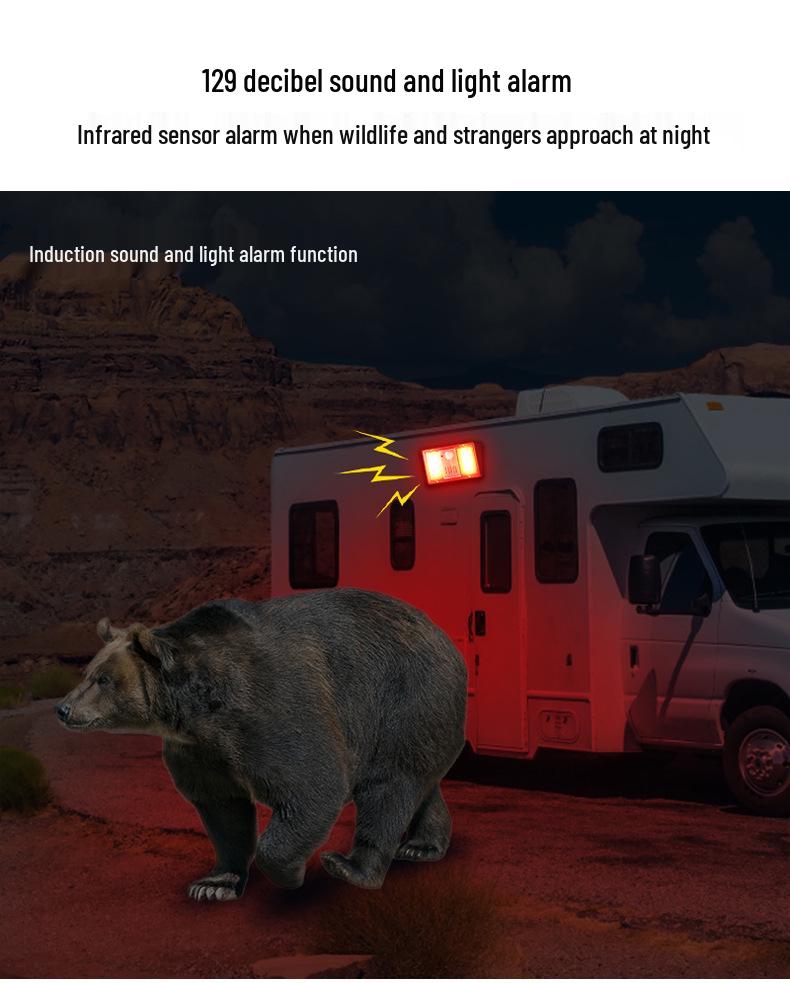 Solar Alarm Wall Light with Sound, Infrared Motion Sensor for RV, Camping, Courtyard, or Front Door Lighting