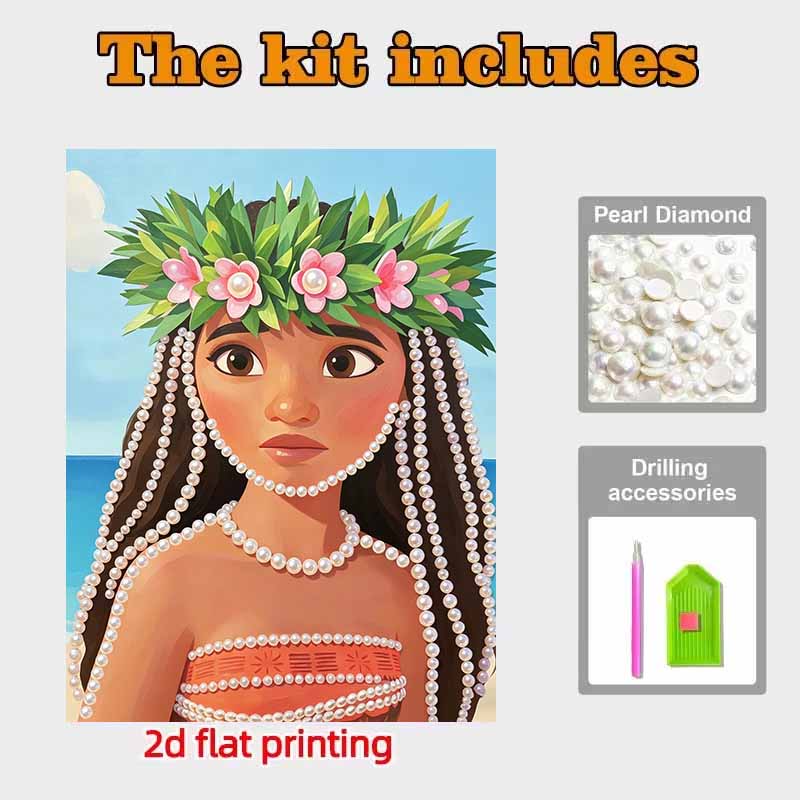 Disney Pearl Painting Moana Handmade DIY Pearl Gemstone Painting Pictures Crafts Special Shape Home Wall Decoration
