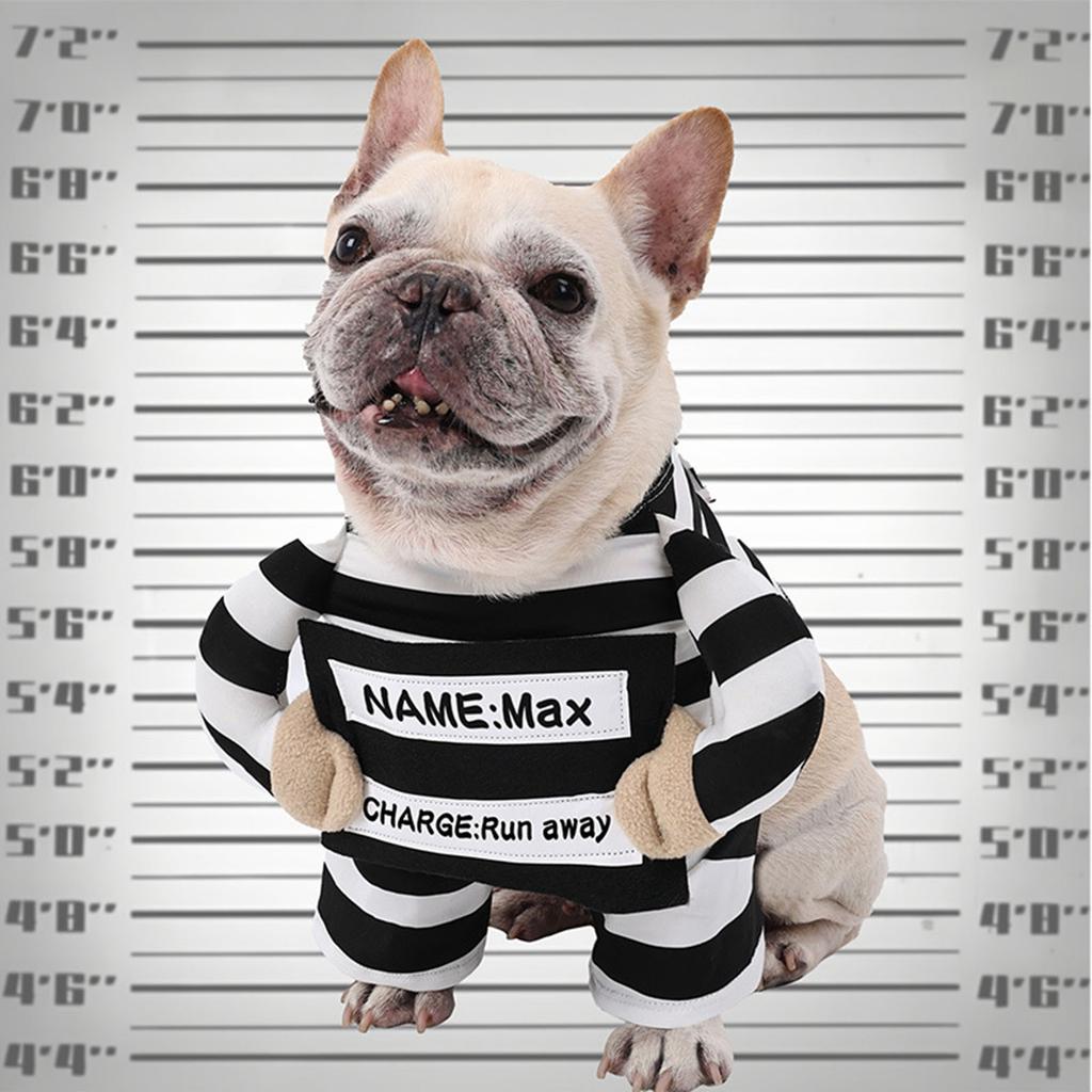 Comfortable Prisoner Costume Funny Striped Outfit Party Wear for Small Dog Cats Theme Party and Holiday Dressingup