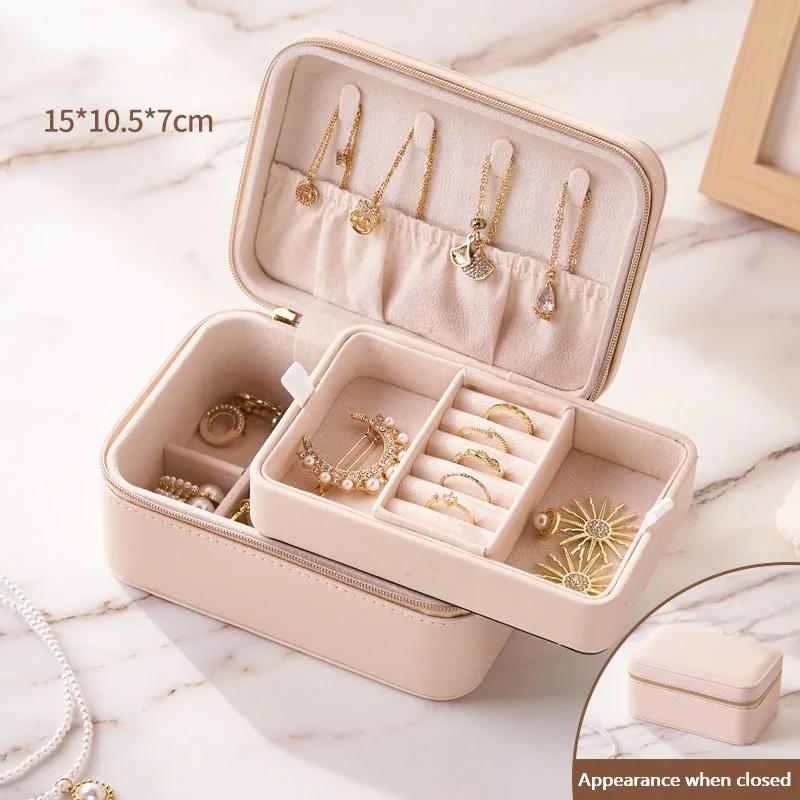 Jewelry Organizer Box Premium PU Leather Storage Case Travel Jewelry Box Portable Travel Case Display Storage Holder Boxes