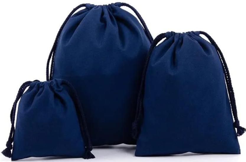 EAXE Canvas Cotton Linen Drawstring Bag, Extra Large, Solid Color, Large Storage Capacity, L XL 3L, Cotton Drawstring Bag, 1 Bag (Navy), 50cm x 40cm