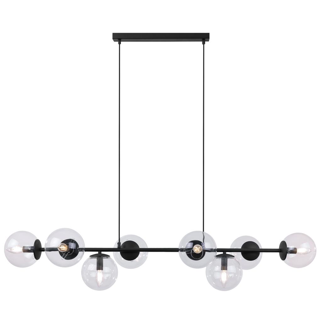 Siena Black Hanging Lamp 8-Flat Clear Lamp E14