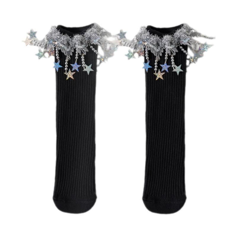 

Детские гольфы до колена, гольфы до икры, принцессные чулки для девочки-ученицы 3-12 лет, модные длинные носки, детские чулки чёрный