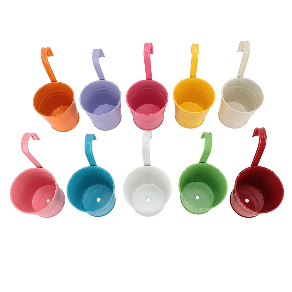 10Pcs Hanging Flower Pots Iron Decorative Detachable Hanging Garden Pots with Drainage Holes for