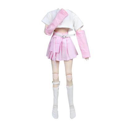 EVA BJD 13 BJD Puppenkleidung 13 BJD Kinderkleidung 60 cm Modische Puppen Set 22"-24" Kugelgelenkige SD Puppe Weißer Pullover Rosa Rock Strümpfe