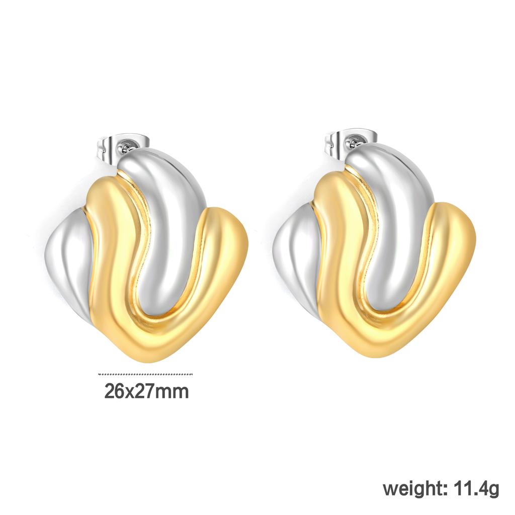 Niche New Splicing Stripe Earrings INS Stainless Steel Irregular Geometric High-End Creative Stud Earrings for Girls Jewelry