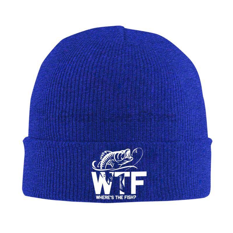 WTF Where's The Fish Print Beanie Hats Skullies Beanies Warm Soft Men Women Elastic Caps Autumn Winter Graphic Bonnet Hats