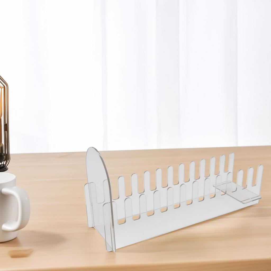 Clear and Black Acrylic 12 Position Card Display Stand with Sleek Modern Design for Greeting Cards and Postcards