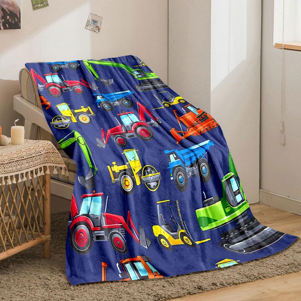 Boys Excavator Tractor Truck Throw Blanket bedroom Blanket for Livingroom Couch lunch break Soft throw for Friend's festival Gift