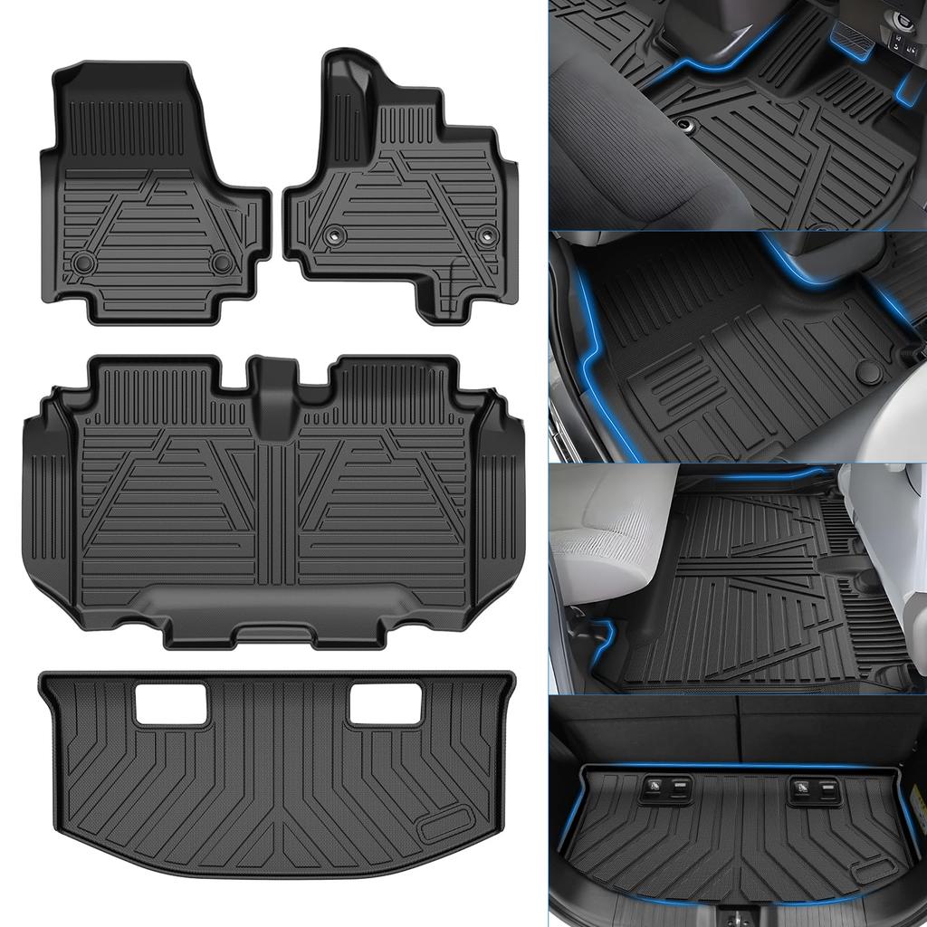 CARVANTA Compatible with Honda Full Set of Floor and Trunk 3D Floor Cargo Luggage TPE 3D Interior Custom Protective Set N-BOX JF3/JF4, Mats,