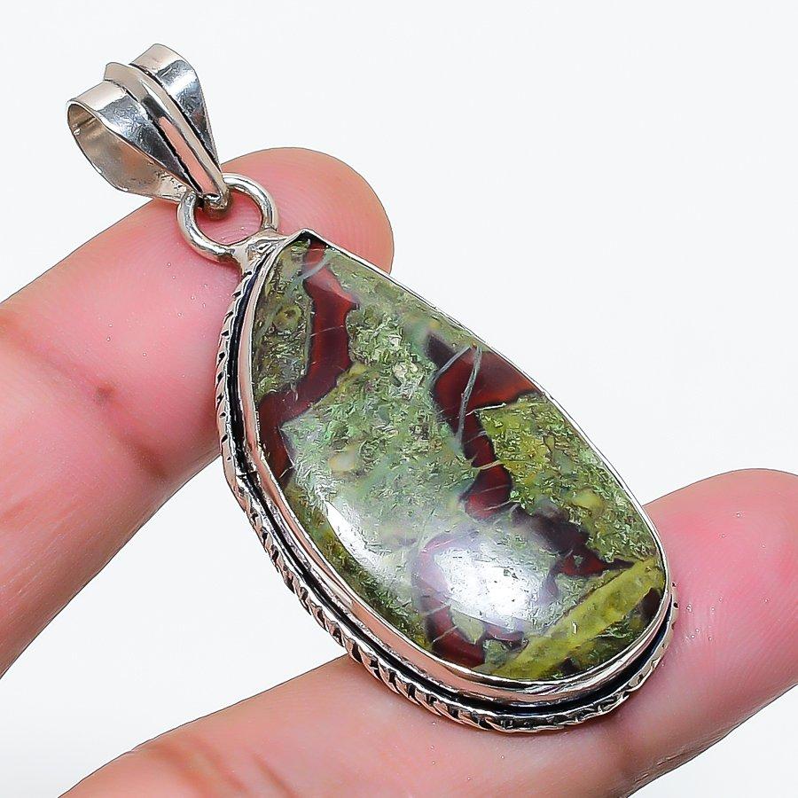 Natural Dragon Blood Gemstone Handmade 925 Sterling Silver Pendant 1.97 AP-14738