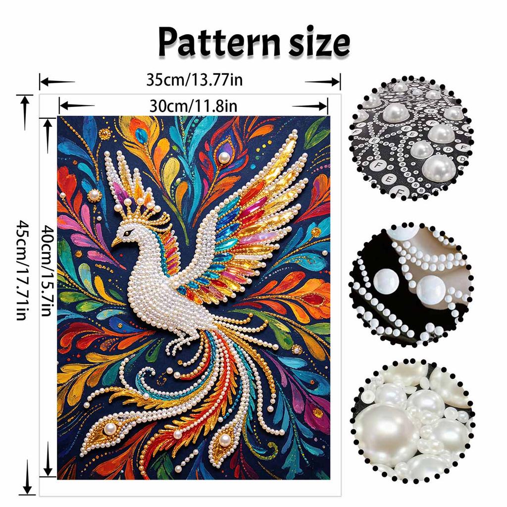 5D Pearl Kit Majestic Peacock Pattern DIY Gemstone Art Relaxing Handmade Ornament Home Wall Desktop Decoration for Beginners