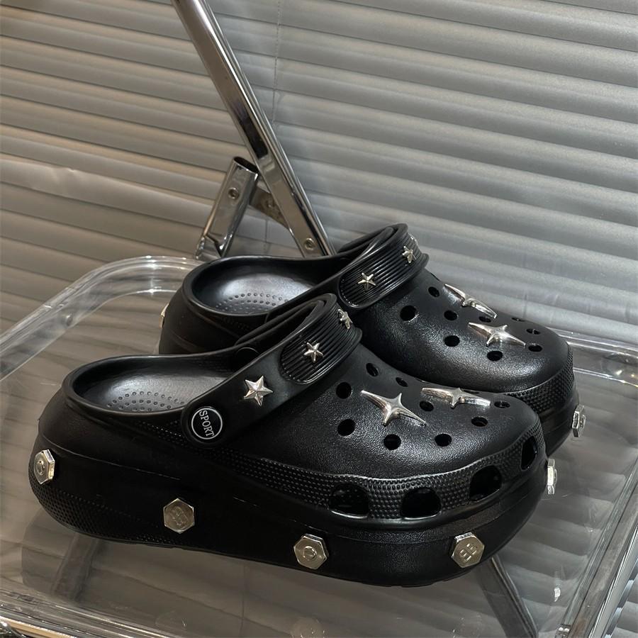 

Новые летние платформенные туфли с отверстиями, шлепанцы, женская уличная обувь, летние уличные сандалии, женские туфли с закрытым носком 40/41 (Fits 39/40)