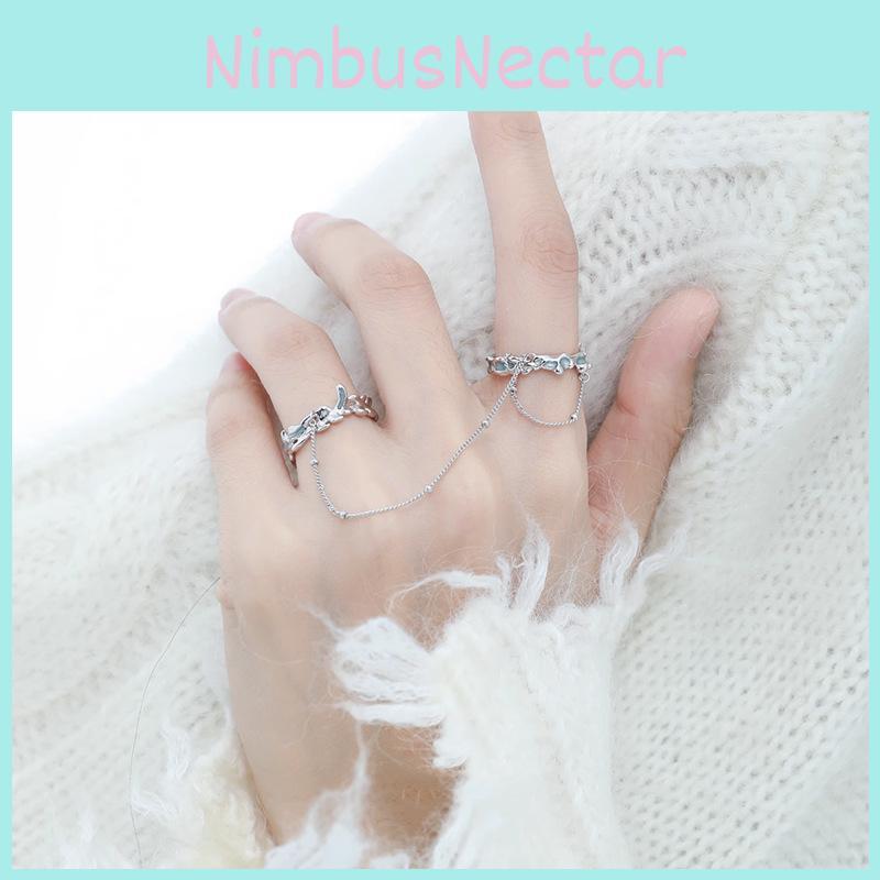 Chic Geometric Open Chain Double Ring For Women Elegant Fashion Accessory 2023