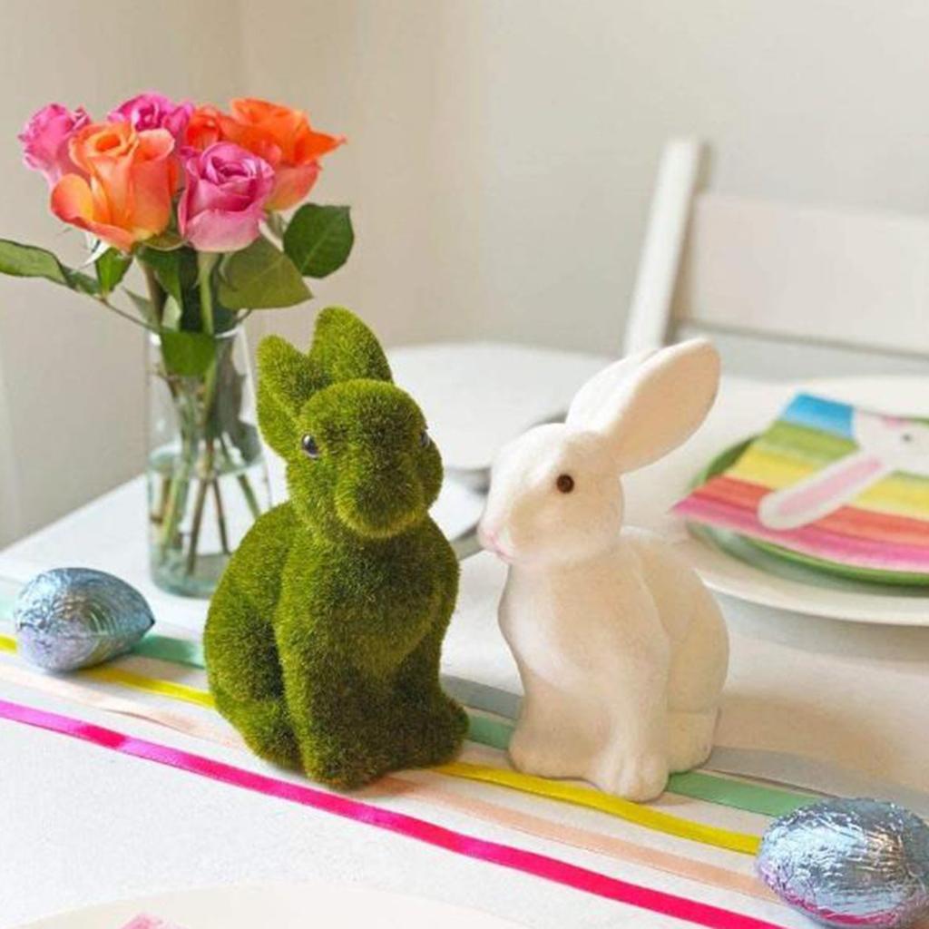 Buy AA BB Resin Flocking Rabbit Easter Handmade Animal Ornaments Easter ...