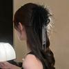 Black Feather Tassel 13Cm Claw Clip Women Hair Accessories For The Back Of The Head