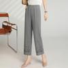 LangSha Mid-Aged Women's Solid Straight Leg Cropped Pants