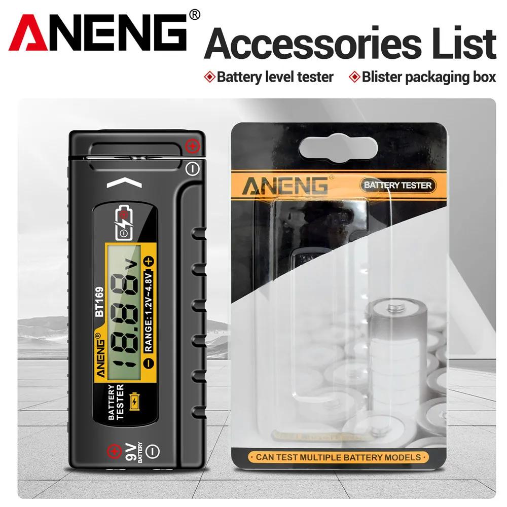 2026 ANENG BT169 Universal Digital Battery Tester No Power Required AA AAA 9V 18650 Button Cell ABS Plastic Battery Level Tester Tool Digital Display