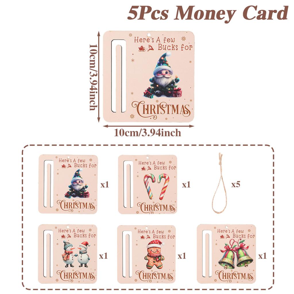 Christmas Santa Claus Wooden Money Card Pendant Merry Christmas Decor for Home 2025 Navidad Xmas Tree Ornament New Year 2026