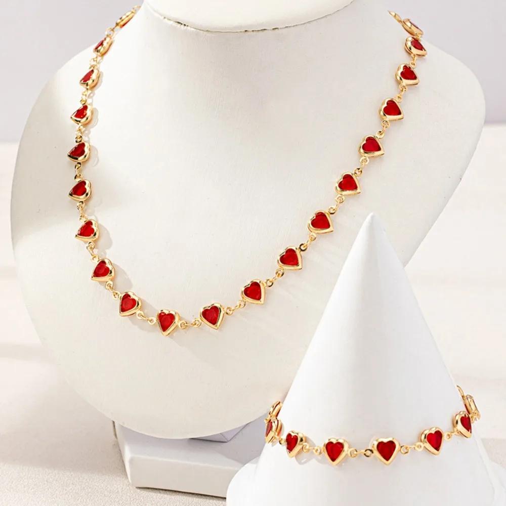 Bohemia Retro Multicolor Crystal Heart Beaded Bracelet for Women Charm Fashion Summer Beach Choker Jewelry Set Gift Accessories