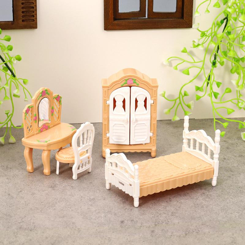 1:12 Dollhouse Miniature Simulation Wardrobe Dresser Bedroom Set Furniture Model Decor Toy Doll House Accessories