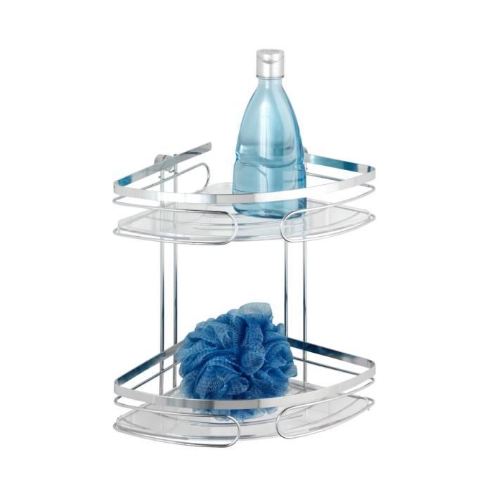 Wenko etagère d'angle de douche premium, 2 paniers de douche d'angle, fixation murale avec adaptateur non fourni, acier inox