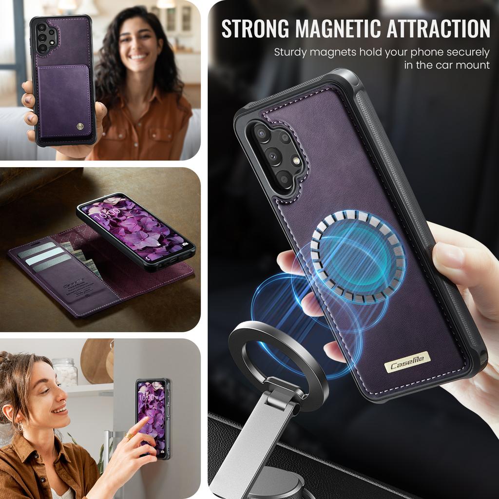 For Samsung Galaxy A13 5G/Galaxy A04s 5G/Galaxy A13 4G Magnetic Case RFID Blocking Detachable Wallet Leather Phone Cover