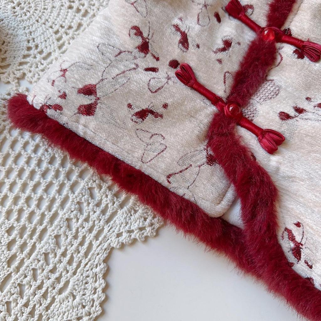 New Winter Arrival: Baby Girls' Chinese Style Fleece-Lined Vest & Long Pants Set - AWB138.