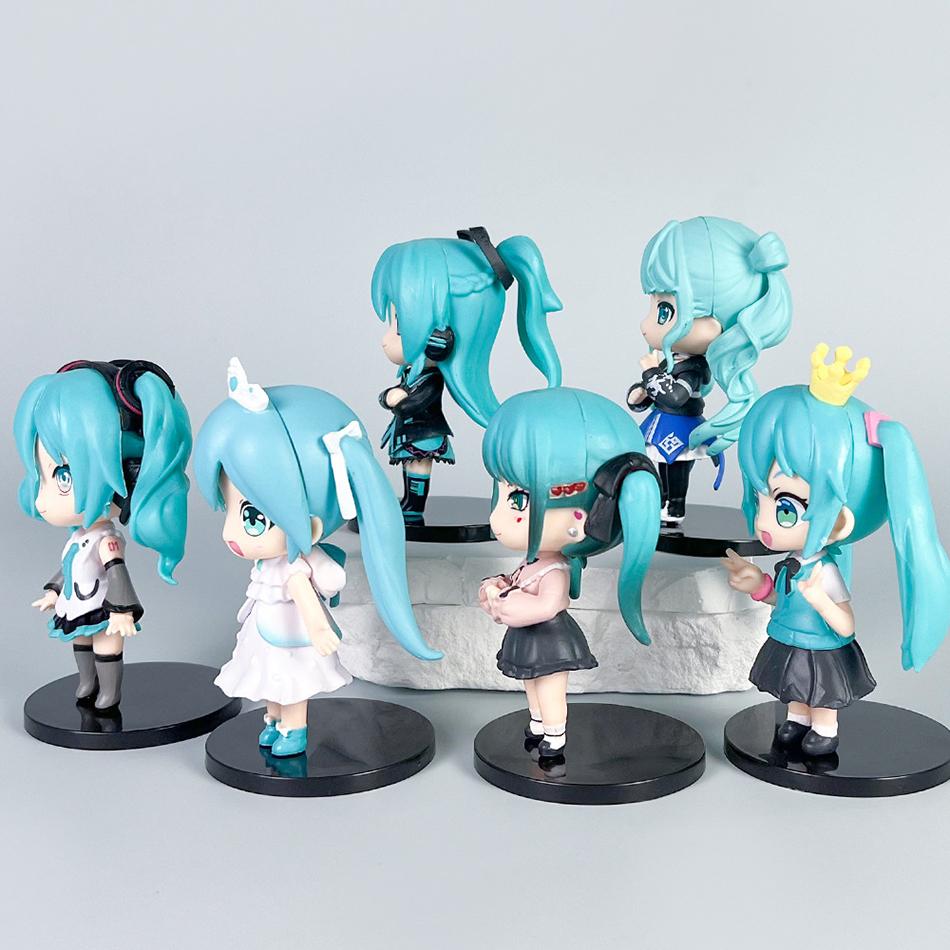 11cm Anime New Hatsune Miku Figure Mini Character Ornaments Kawai Green Hatsune Home Desk Decoration Adult Toy Kid Birthday Gift