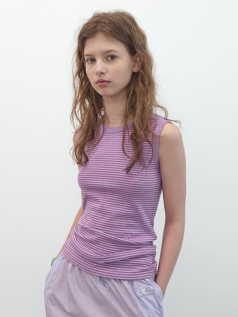 ENZO BLUES Striped Round Neck Sleeveless (Pink)