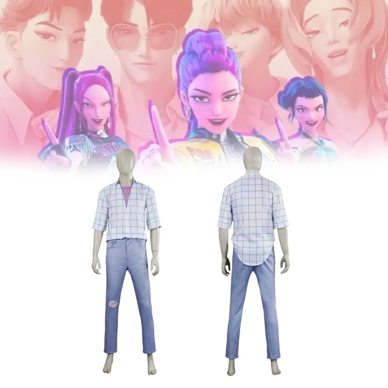 Costume Cosplay Kpop Demon Hunters con Camicia di Jeans e Tuta per Esibizioni Teatrali Anime
