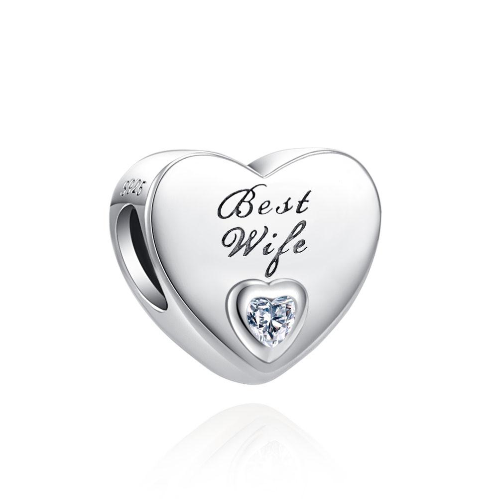 Copper Metal Heart, Father, Mother, Wife, Sisters, Brother Bead Components Ideal Designed For Authentic Original Bracelet High Quality Fine Jewelry